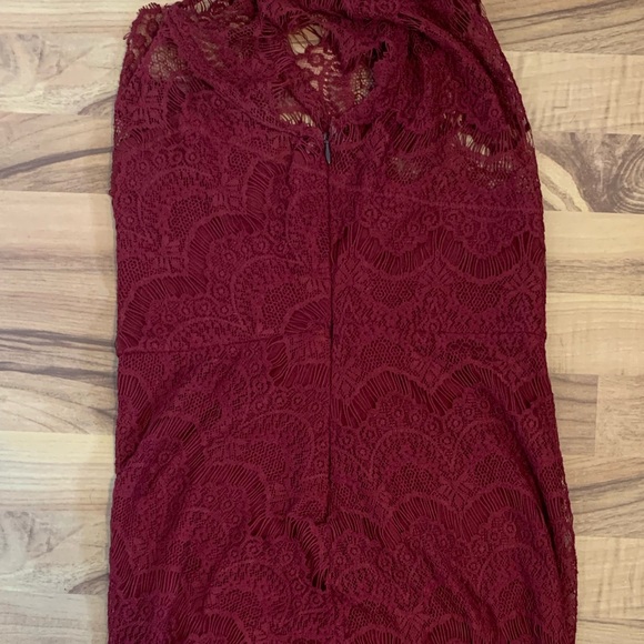 Deep Red Eyelash Lace Free People Dress - Picture 5 of 7